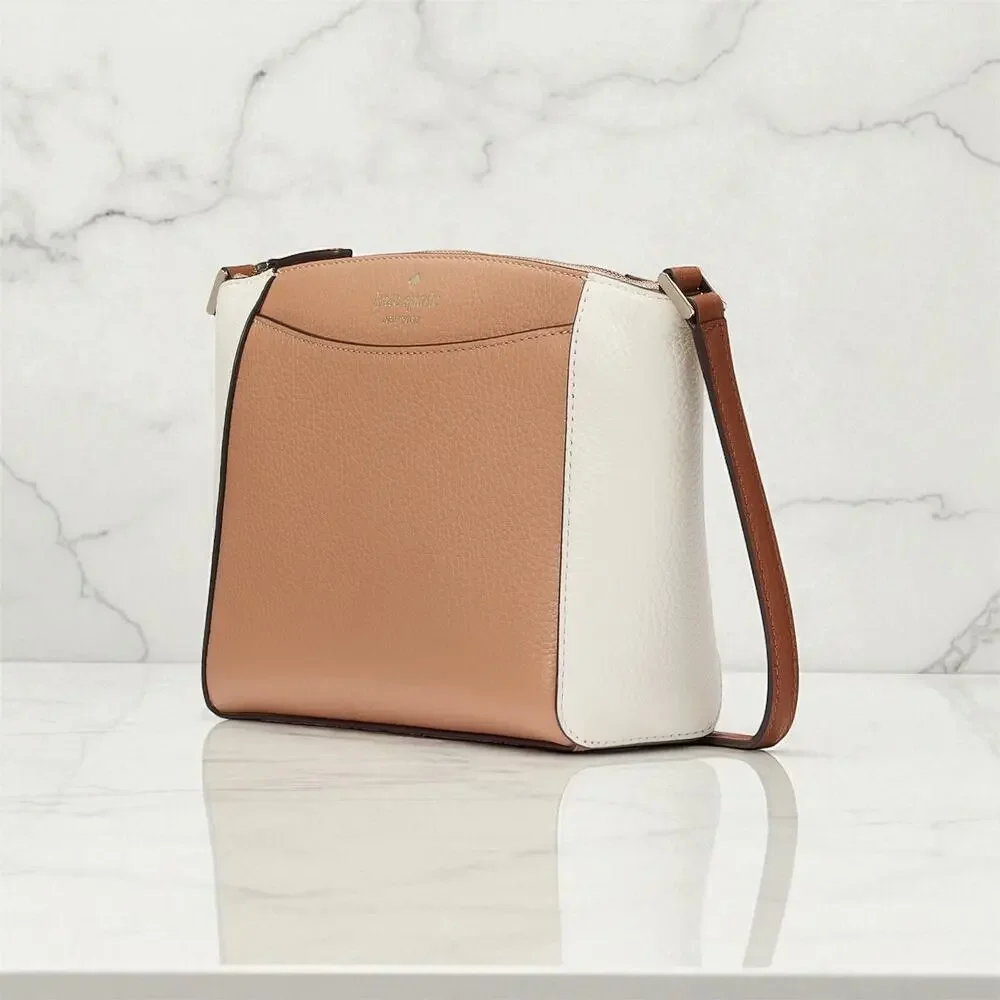Kate Spade Monica Crossbody Pebbled Leather Purse Light Fawn Multi KC464